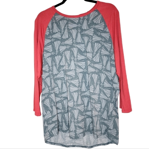 Lularoe sleeping beauty aurora Disney randy 3/4 sleeve top. Grey coral.  3X - Picture 9 of 11
